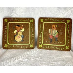 Vtg Irish pimpernel coaster with cork back